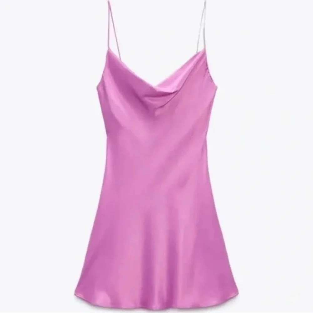 zara pink satin mini dress Stylish Zara Halter Dress with Open Back and Bow
